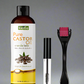 Rayflo Cold Pressed Castor Oil with Derma Roller and Mascara Tube -100% Organic- for Hair Growth | Skin | Nails | Eyelash and Eyebrow. (250 ml)